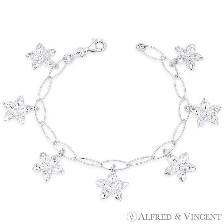 Other Orchid Flowers on Oval Link Chain Charm Bracelet 7.5" Size ONE SIZE - 1 Preview
