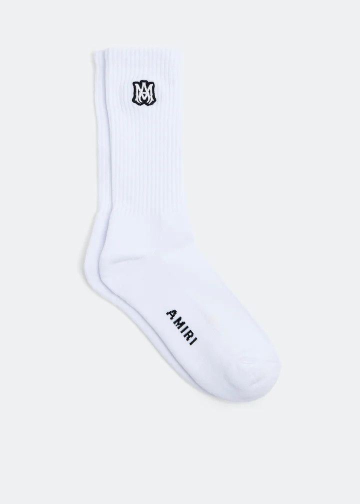 Amiri o1mle0925 Size:45/46 MA Embroidery Patch Sock in White/Black Size ONE SIZE - 1 Thumbnail