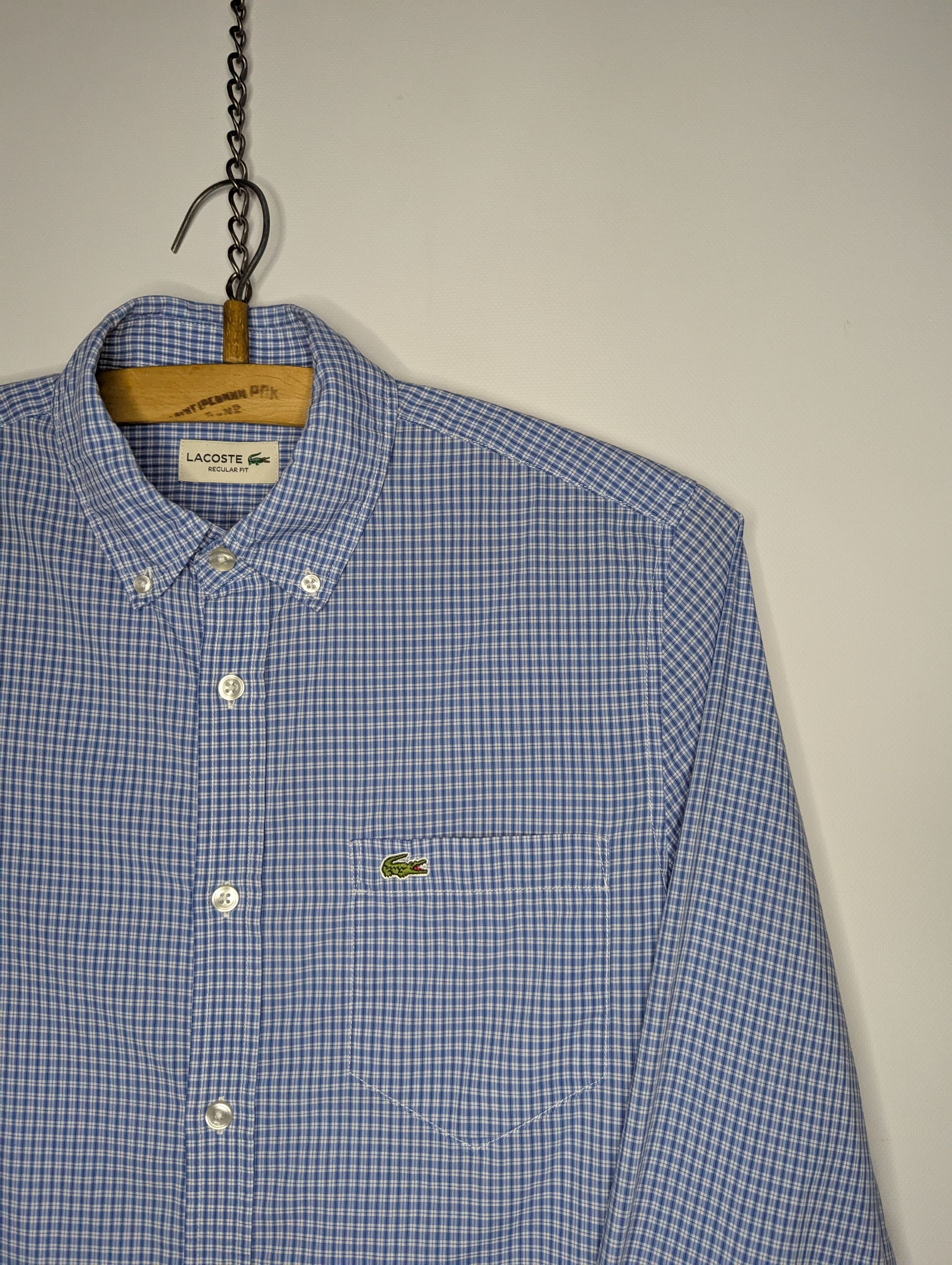 Lacoste LACOSTE Men's Blue Long Sleeve Shirt Small Check Pattern Size US S / EU 44-46 / 1 - 3 Thumbnail