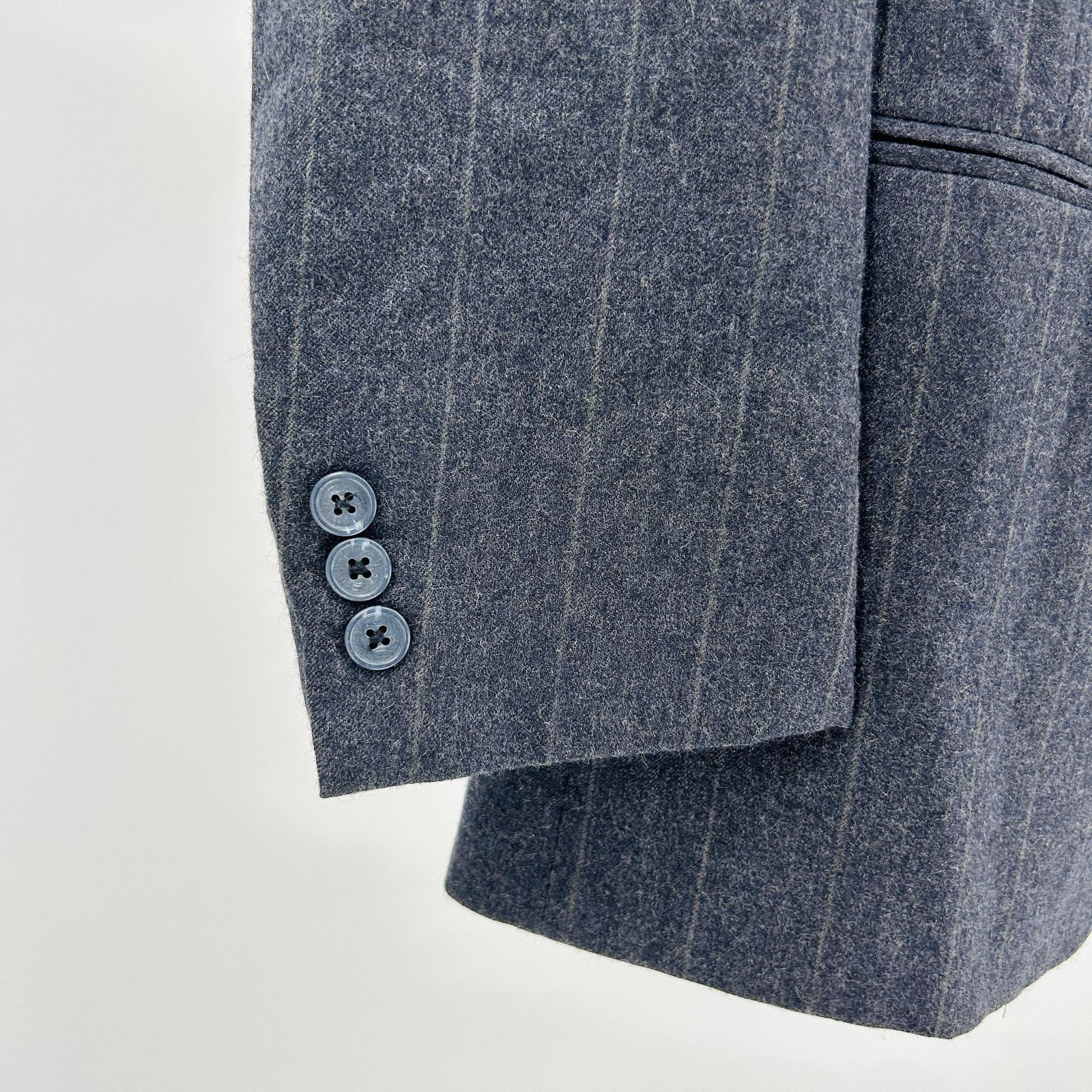 Givenchy Vintage 90s Charcoal Gray Wool Pinstripe Classic Suit Blazer Size 40R - 4 Thumbnail