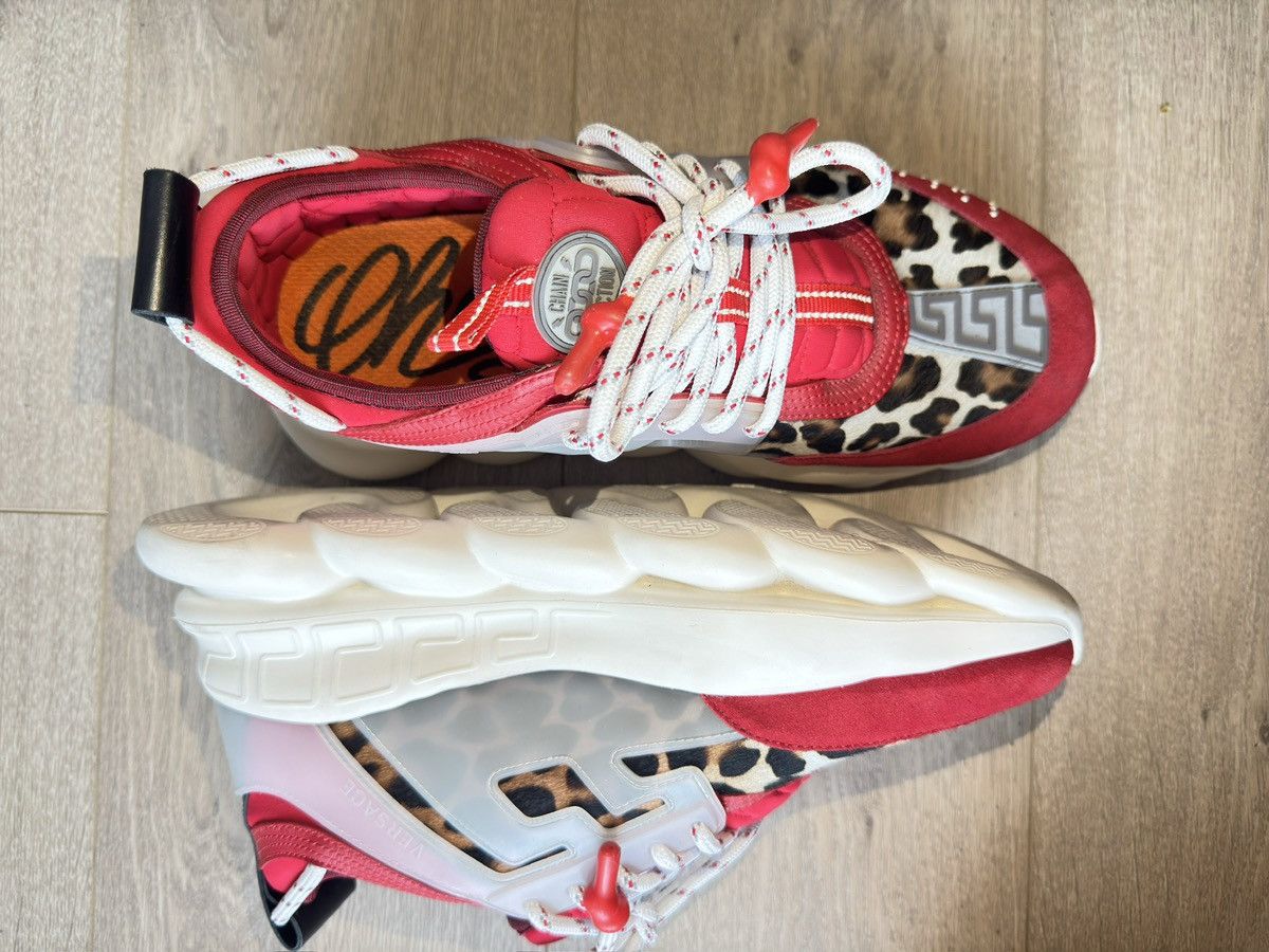 Versace Versace Suede/Pony Hair Chain Reaction Sneakers Leopard Red Size US 8 / EU 41 - 2 Thumbnail