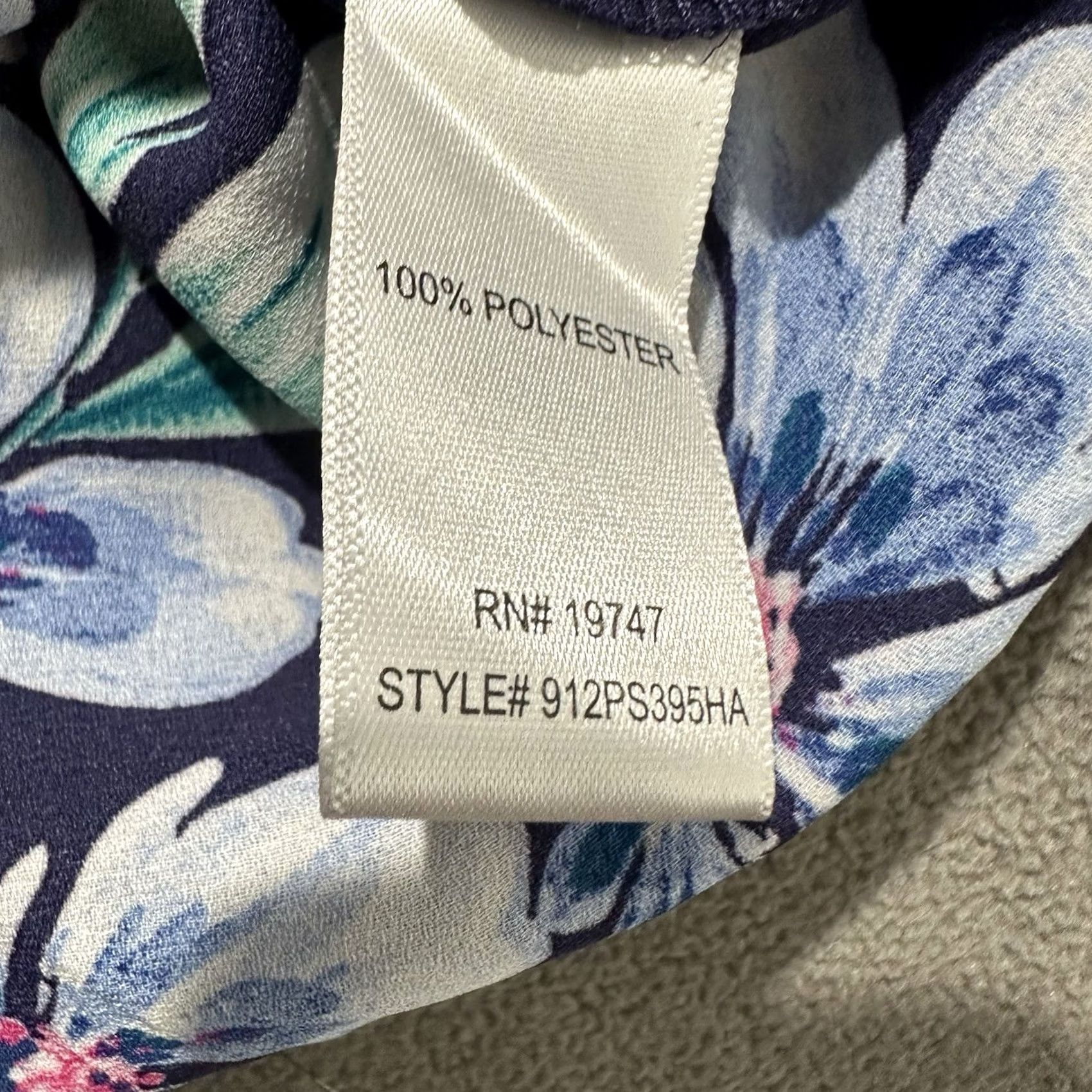Vintage Counterparts Blouse Womens Blue Floral Print Split Neck Tunic 3/4 Sleeve Large Size L Size L / US 10 / IT 46 - 5 Thumbnail