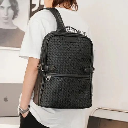 Other Black retro faux leather weave backpack bag Size ONE SIZE - 1 Thumbnail