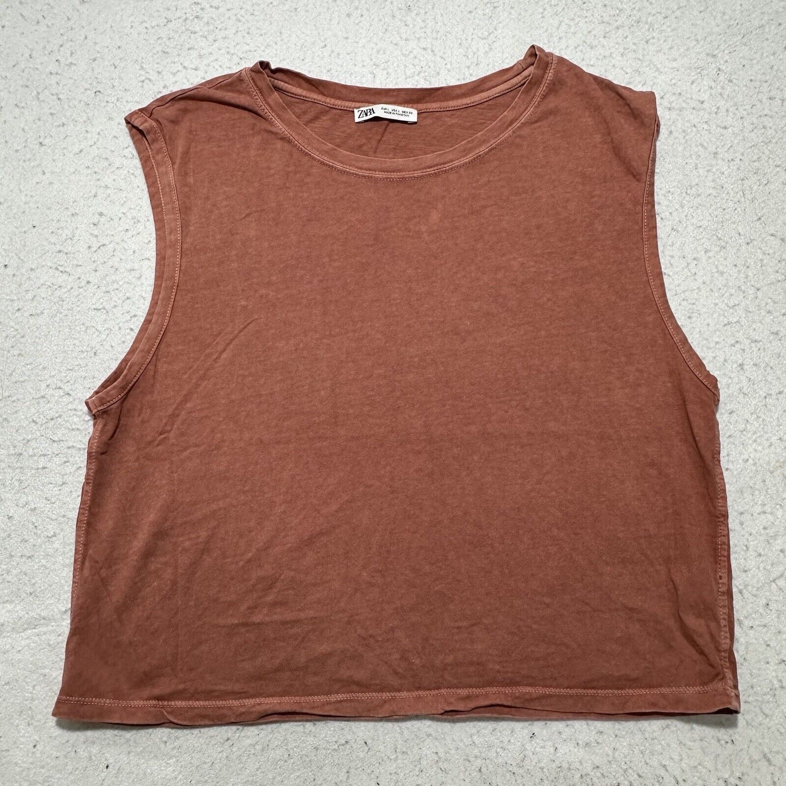 Zara Zara Large Sleeveless Pullover Tank Top Cropped Pink Size L / US 10 / IT 46 - 1 Thumbnail