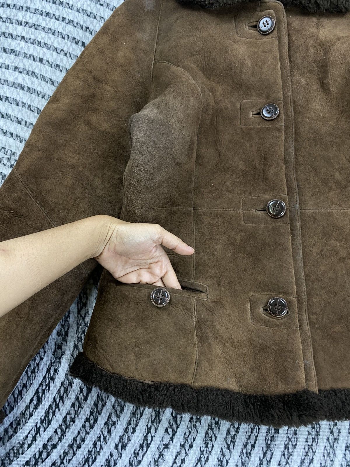 Vintage Vintage Japanese Fashion Collar Sherpa Brown Leather Jacket Size US M / EU 48-50 / 2 - 7 Thumbnail
