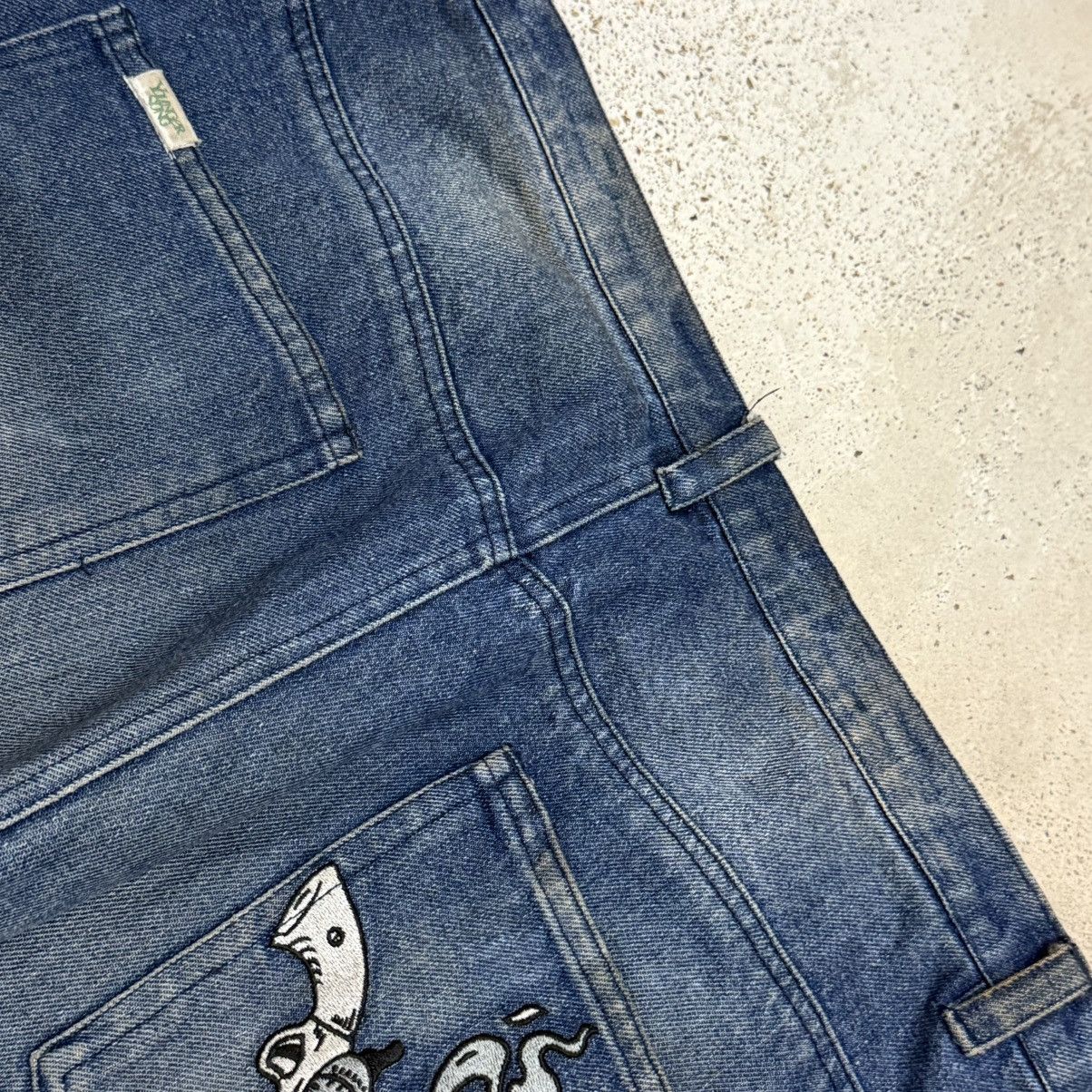 Japanese Brand Wide Leg Ballon Younger Sons Embroidery Denim Pants Size US 32 / EU 48 - 16 Thumbnail