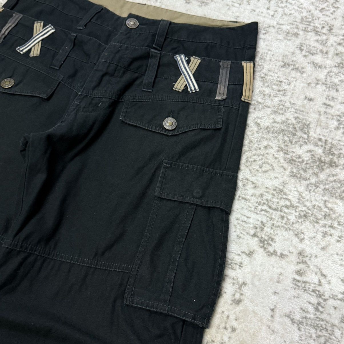 Japanese Brand Japanese Brand Double Waist Cut And Sew Loose Cargo Pants Size US 32 / EU 48 - 5 Thumbnail