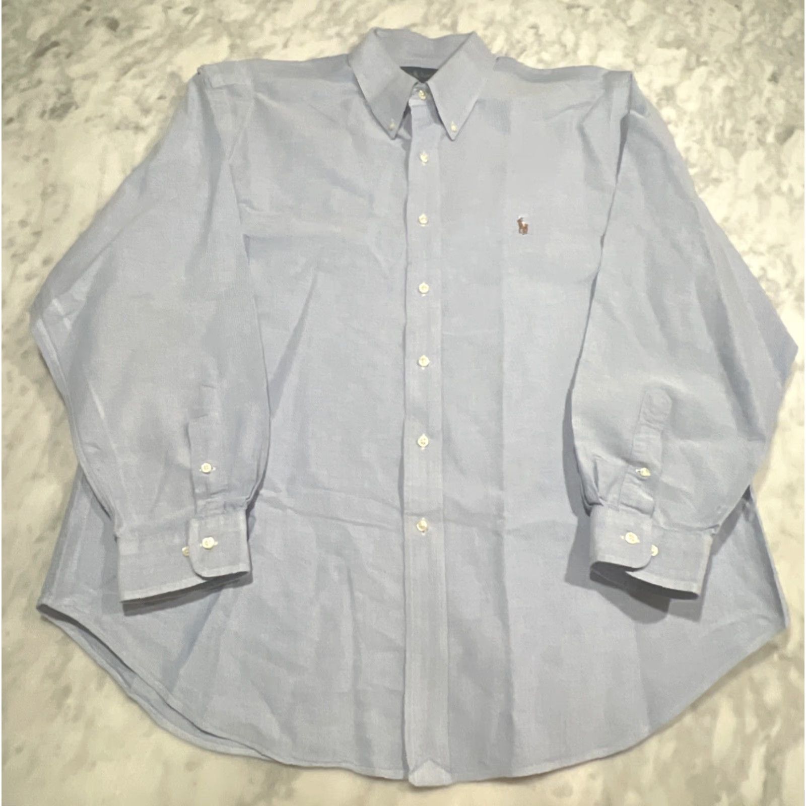 Ralph Lauren VINTAGE Ralph Lauren Button-Down Dress Shirt Men 18 34/35 Blue Cotton Pony Logo Classic Preppy Mens Size 48R - 4 Thumbnail
