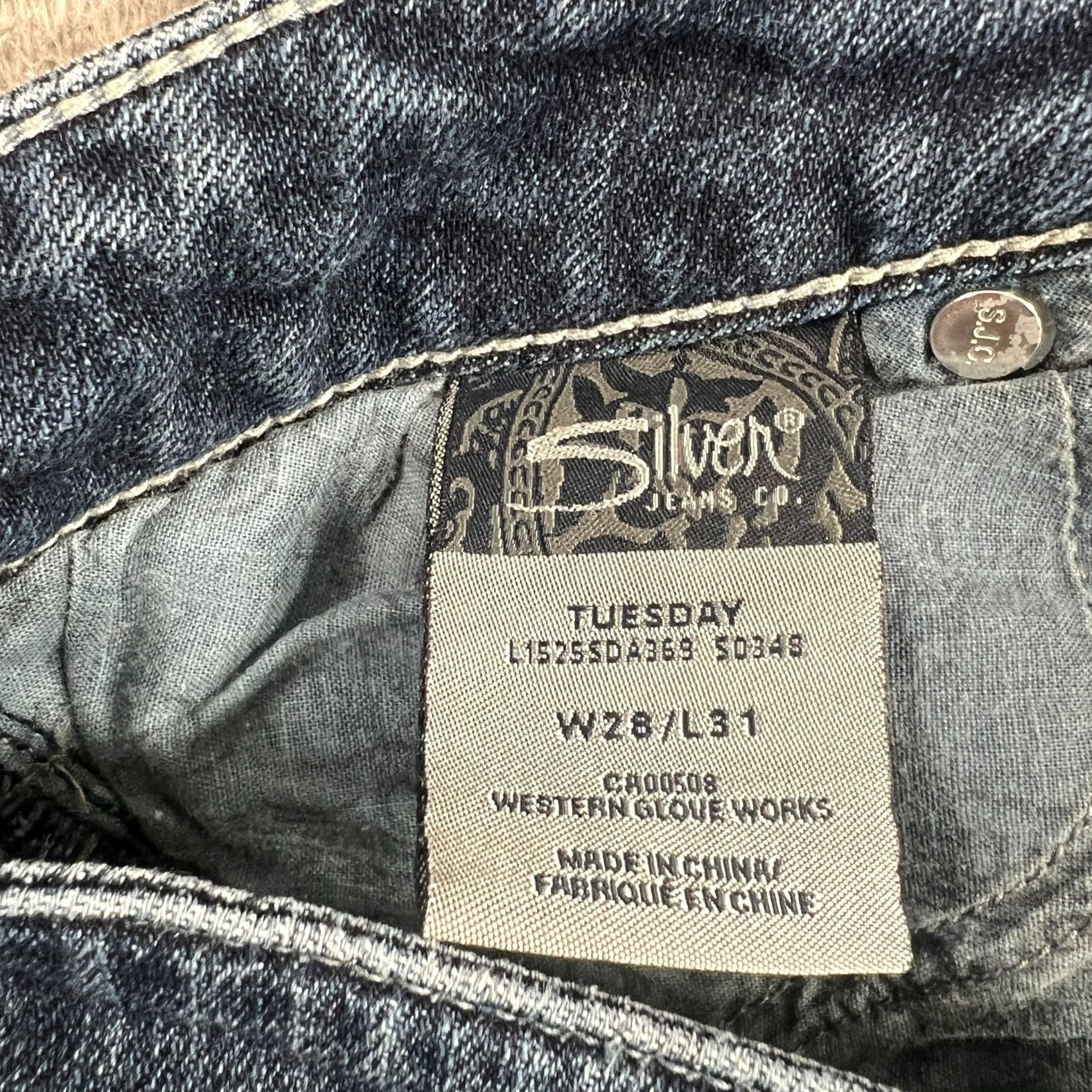 Silver Jeans Co. Silver Tuesday Bootcut Jeans Womens 28 Low Rise Dark Wash Denim Stretch Y2K Size 28" / US 6 / IT 42 - 7 Thumbnail