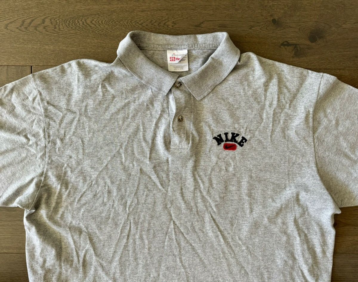 Hanes × Nike × Vintage Nike Vintage Grey Polo Hanes Tag Size US XL / EU 56 / 4 - 1 Thumbnail