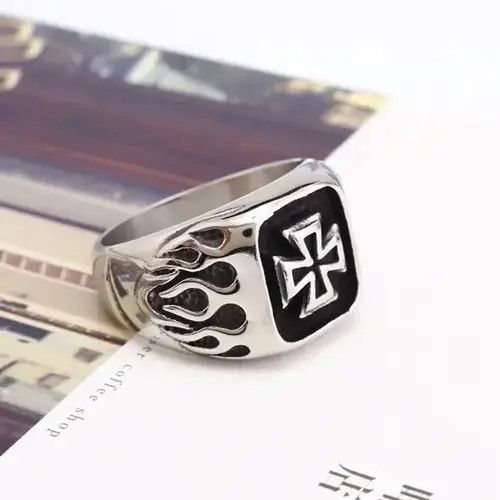 Japanese Brand Silver Fire Cross Ring Size ONE SIZE - 1 Thumbnail