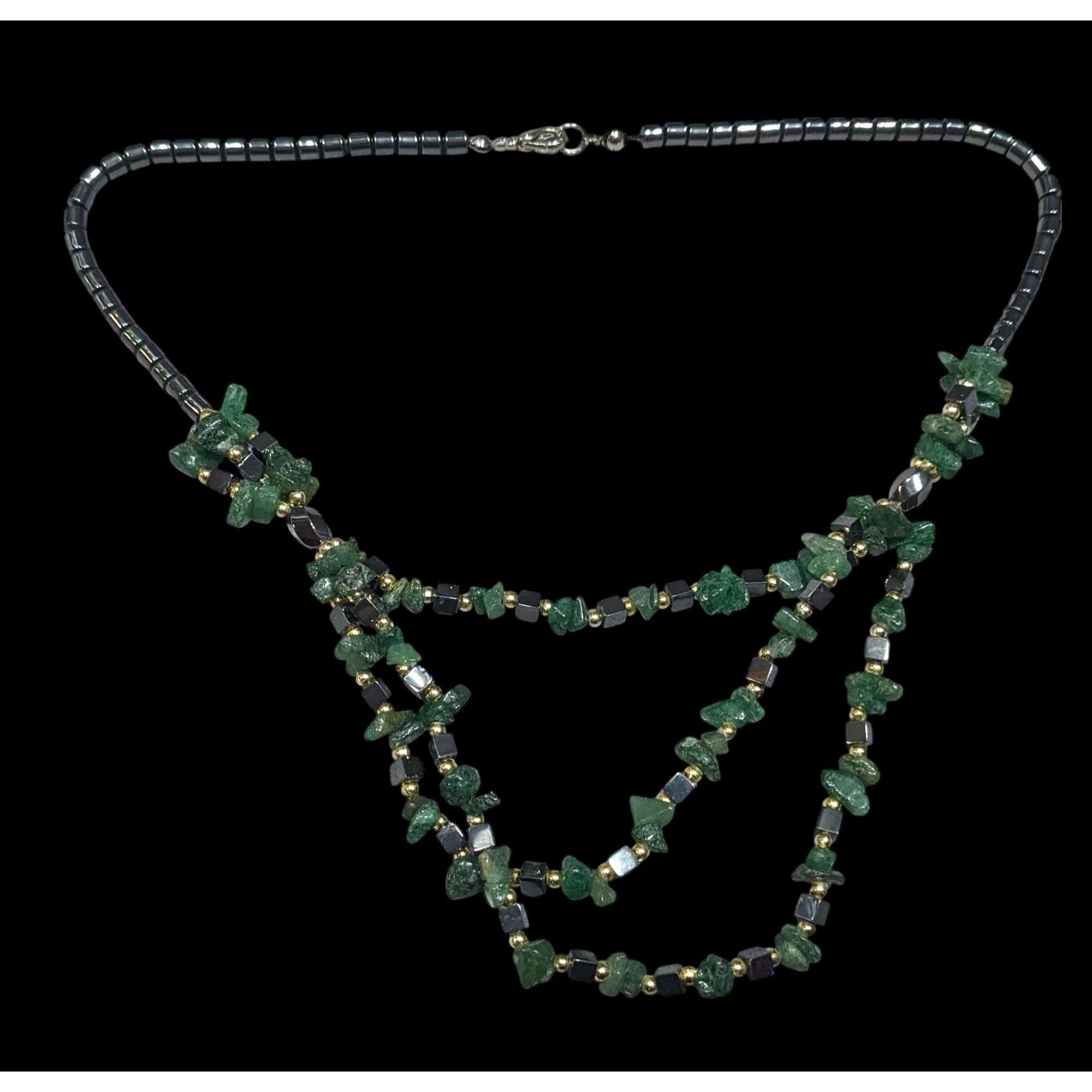 Other Hematite Green Agate Layered Beaded Stone Necklace Size ONE SIZE - 1 Thumbnail