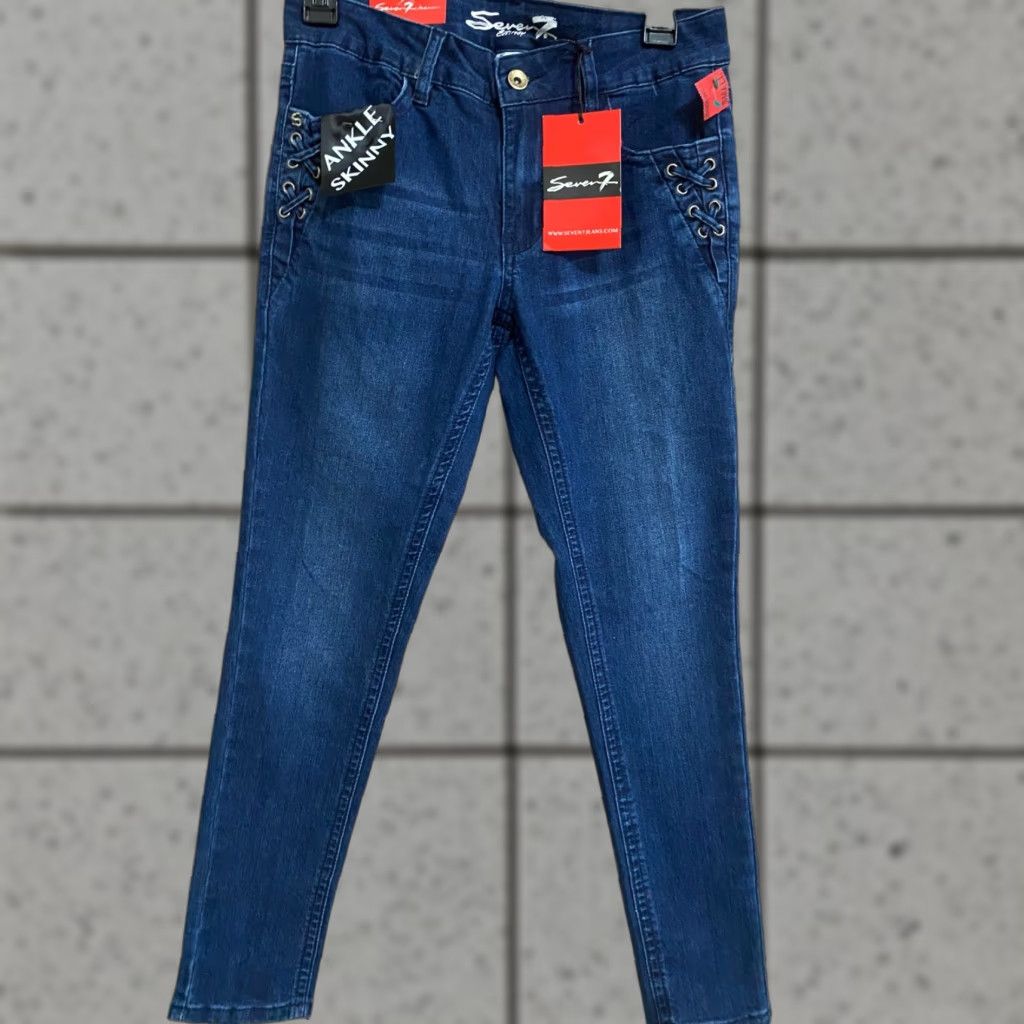Vintage NWT Seven7 Ankle Skinny Jeans Blue Size 5 Womens Regular Rise High Stretch Jeans Womens Jeans Size 27" / US 4 / IT 40 - 1 Thumbnail