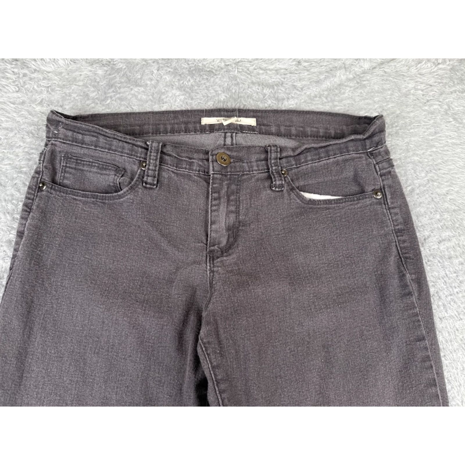 Denime XXL Denim Jeans Womens 27 Gray Flared Mid Rise Cotton Blend Zip Fly 27x28 Jeans Size 27" / US 4 / IT 40 - 4 Thumbnail