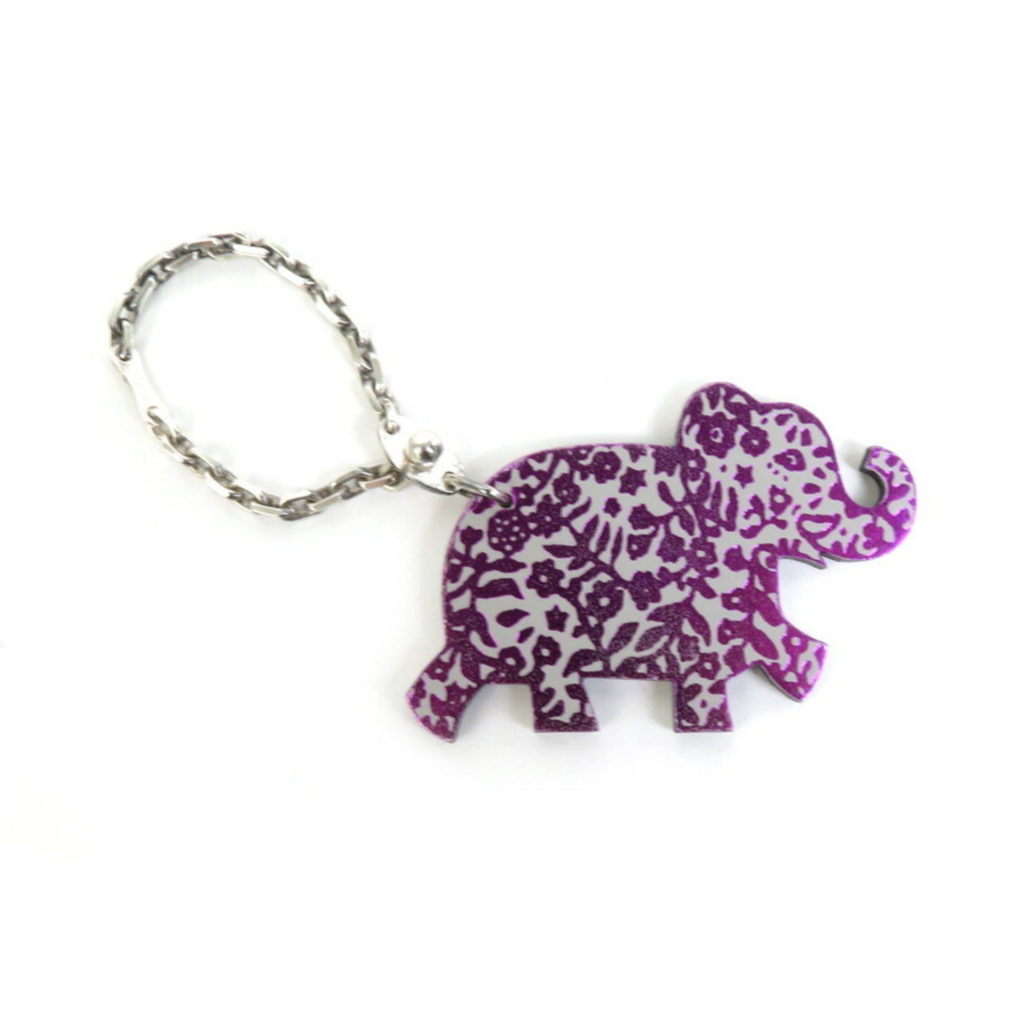 image of Hermes Charm Animal Motif Elephant Leather/silver 925 Gray/purple/silver Women's E58572A in Grey