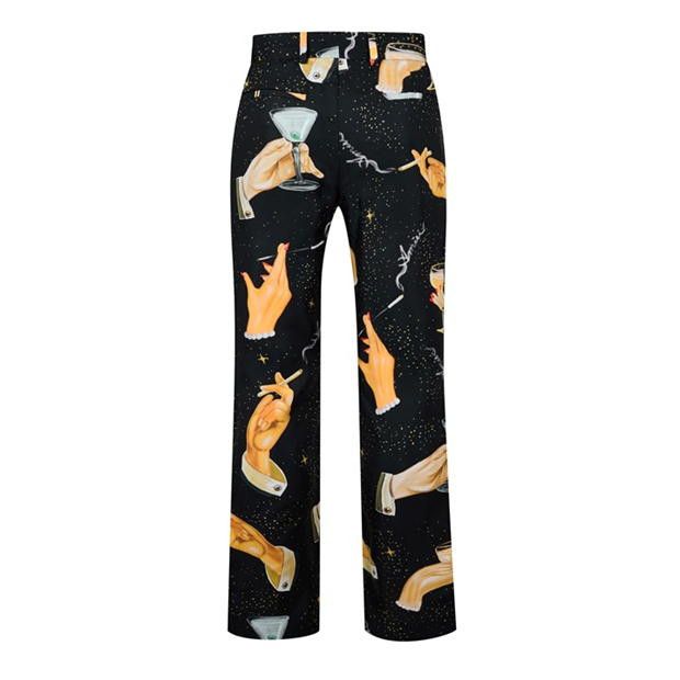 Amiri AMIRI Champagne Graphic-Print Wide-Leg Silk Trousers Size US 30 / EU 46 - 2 Thumbnail