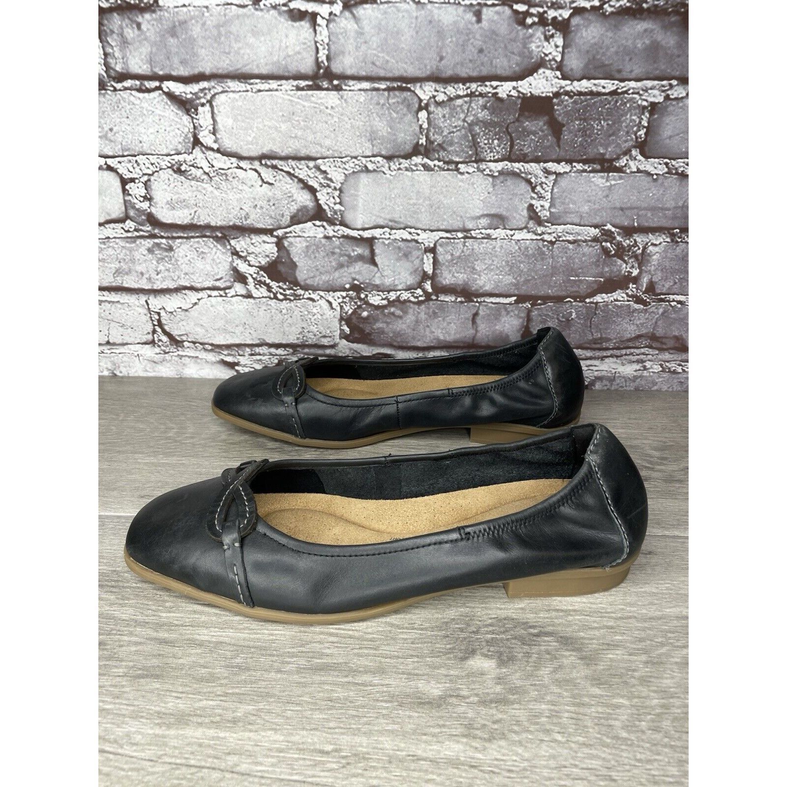 Clarks Clarks Collection Black Leather Slip On Flats Shoes Women Sz Size US 11 / IT 41 - 14 Thumbnail