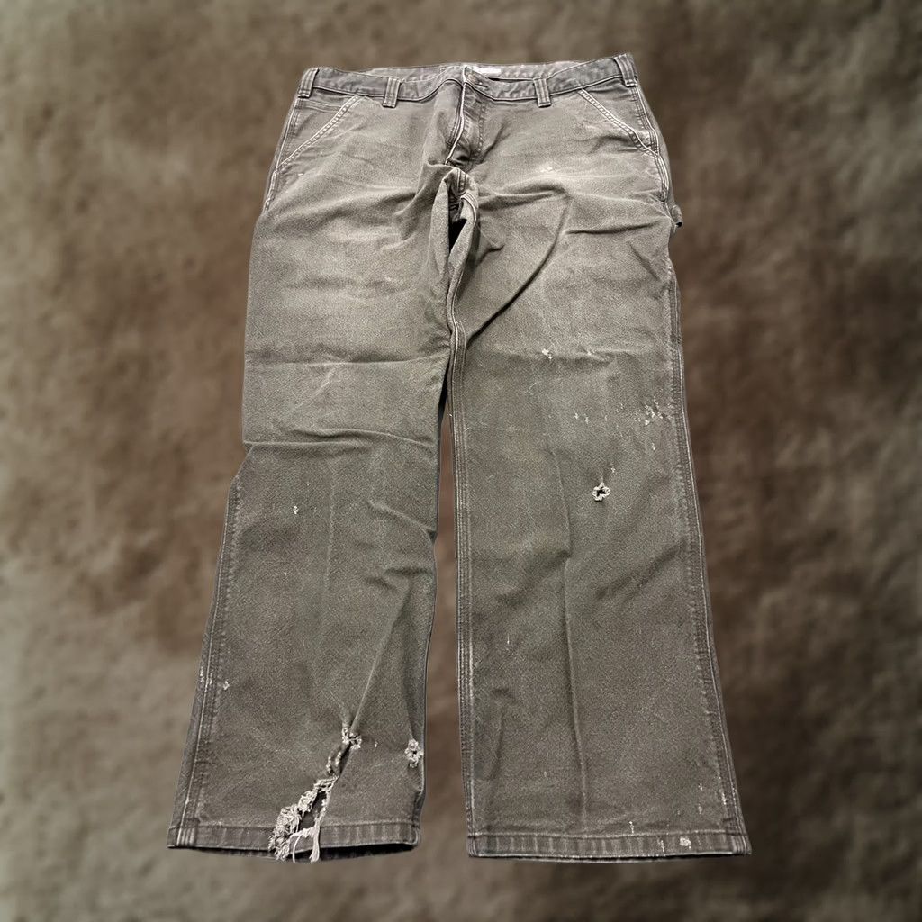 Carhartt Pants Mens 38x30 Green Relaxed Fit Carpenter Rugged Utility Workwear