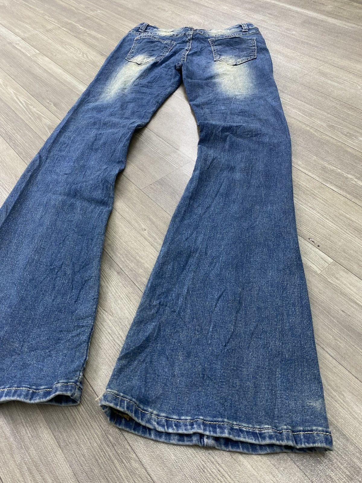 If Six Was Nine 2000s Japanese Studded Faded Lgb Y2K Punk Style Flared Jeans Size US 28 / EU 44 - 13 Thumbnail