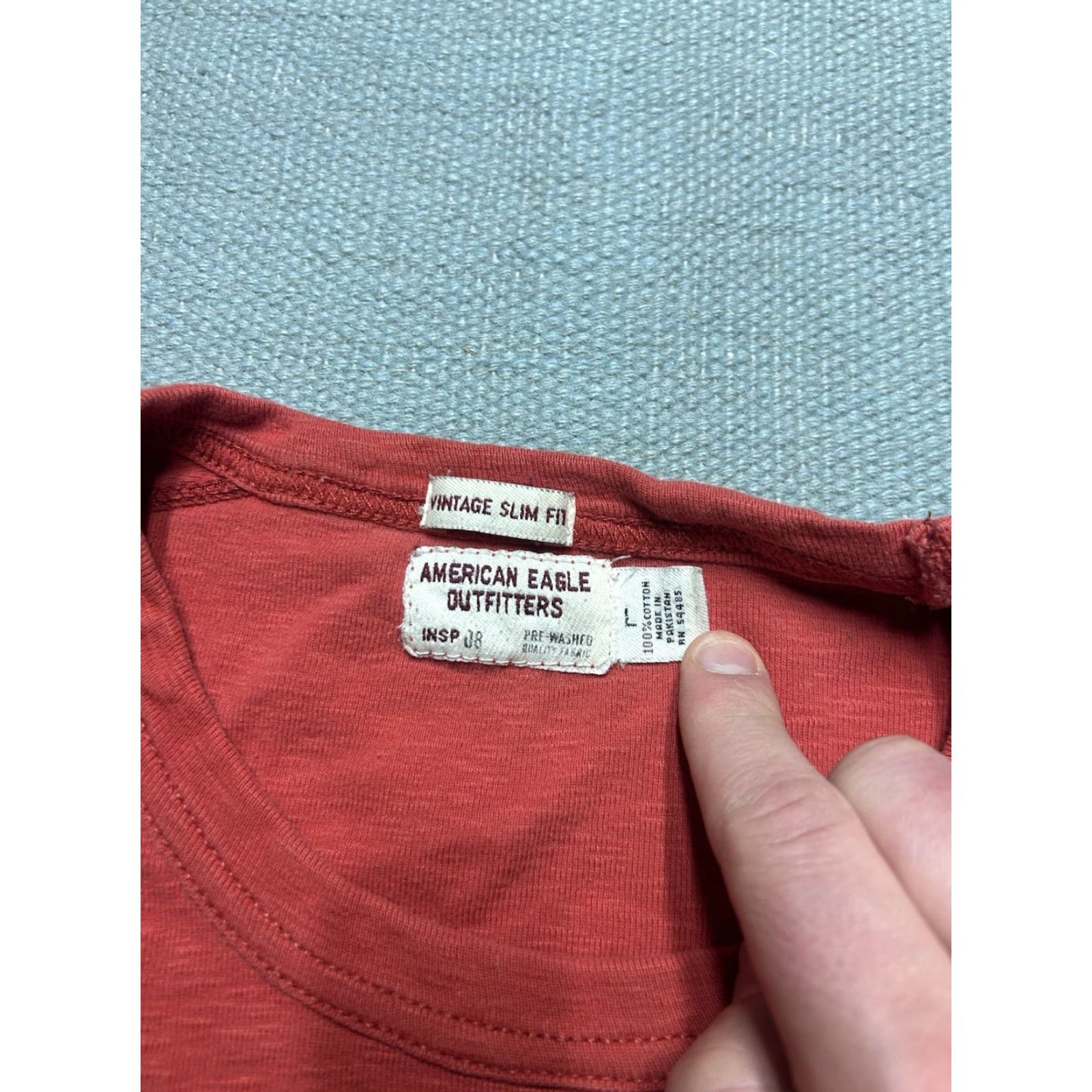 American Eagle Outfitters VINTAGE American Eagle long sleeve t shirt base layer slim fit stencil prison Lg Men's Red Slimming T-Shirt 90s Size US L / EU 52-54 / 3 - 5 Thumbnail