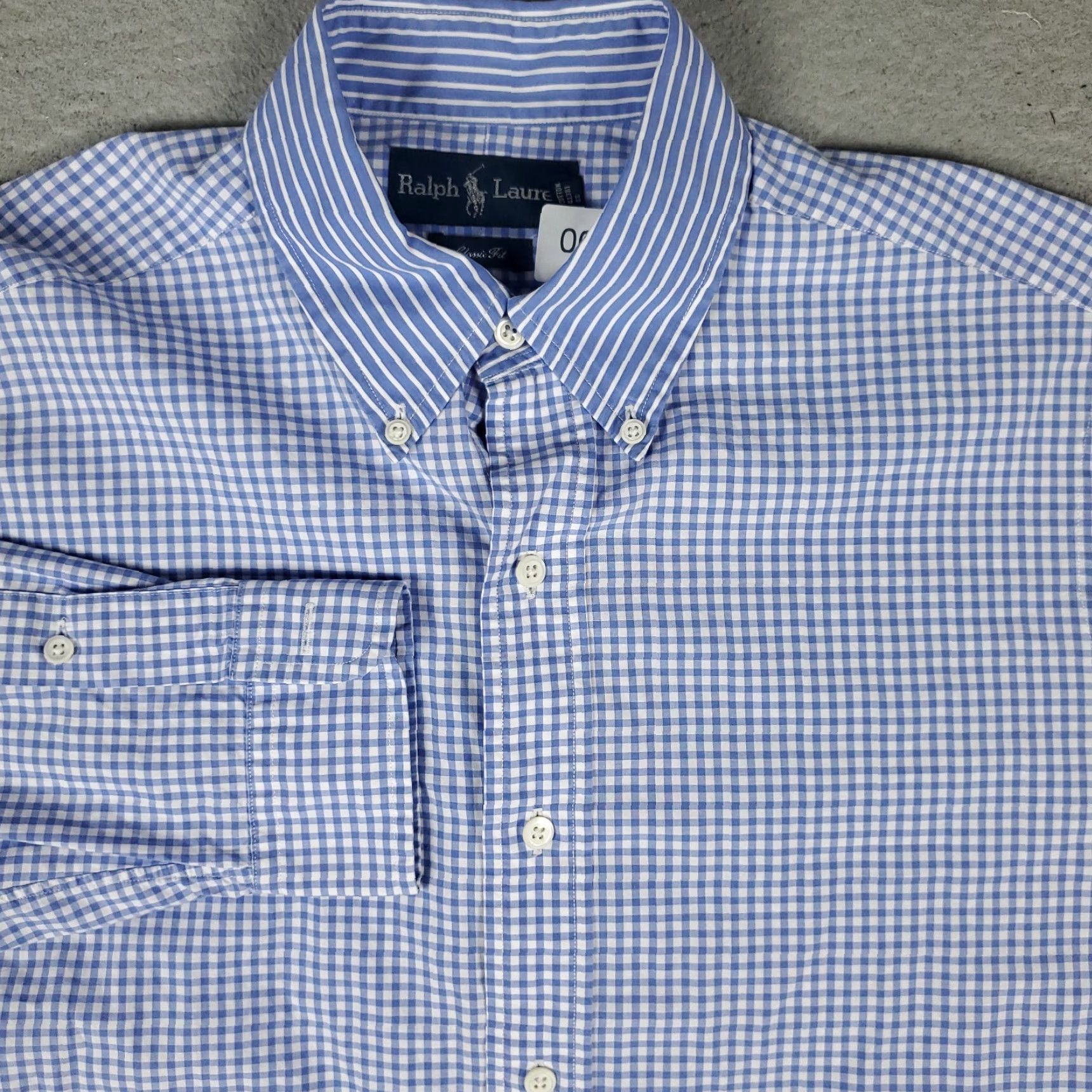 Ralph Lauren Ralph Lauren Shirt Mens 15.5 Blue Check Pony Dress Button Up Long Sleeve Size 42R - 2 Thumbnail
