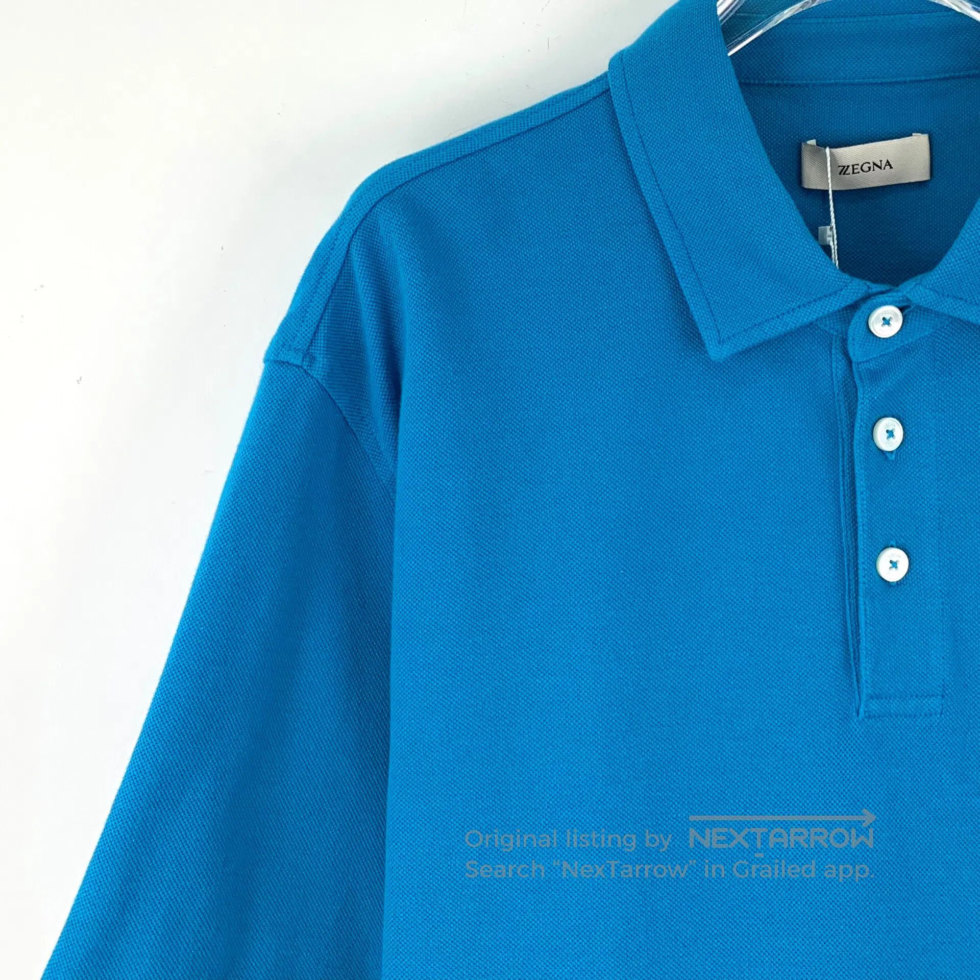 Ermenegildo Zegna Zegna Blue Logo Letter Embroidery Cotton Collar Short Slee Size US XL / EU 56 / 4 - 3 Thumbnail