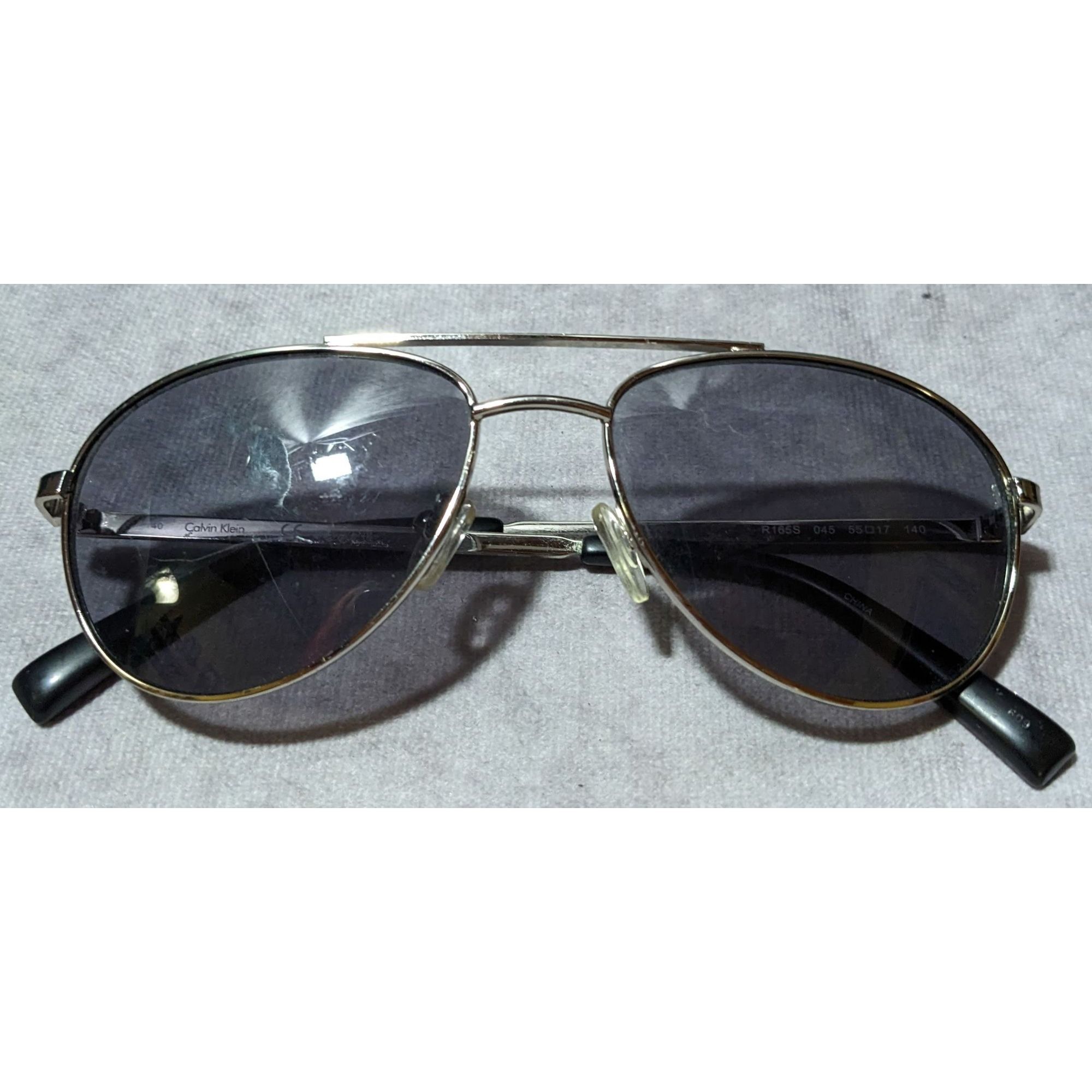 Calvin Klein Calvin Klein R165S Black And Silver Aviator Sunglasses Size ONE SIZE - 4 Thumbnail
