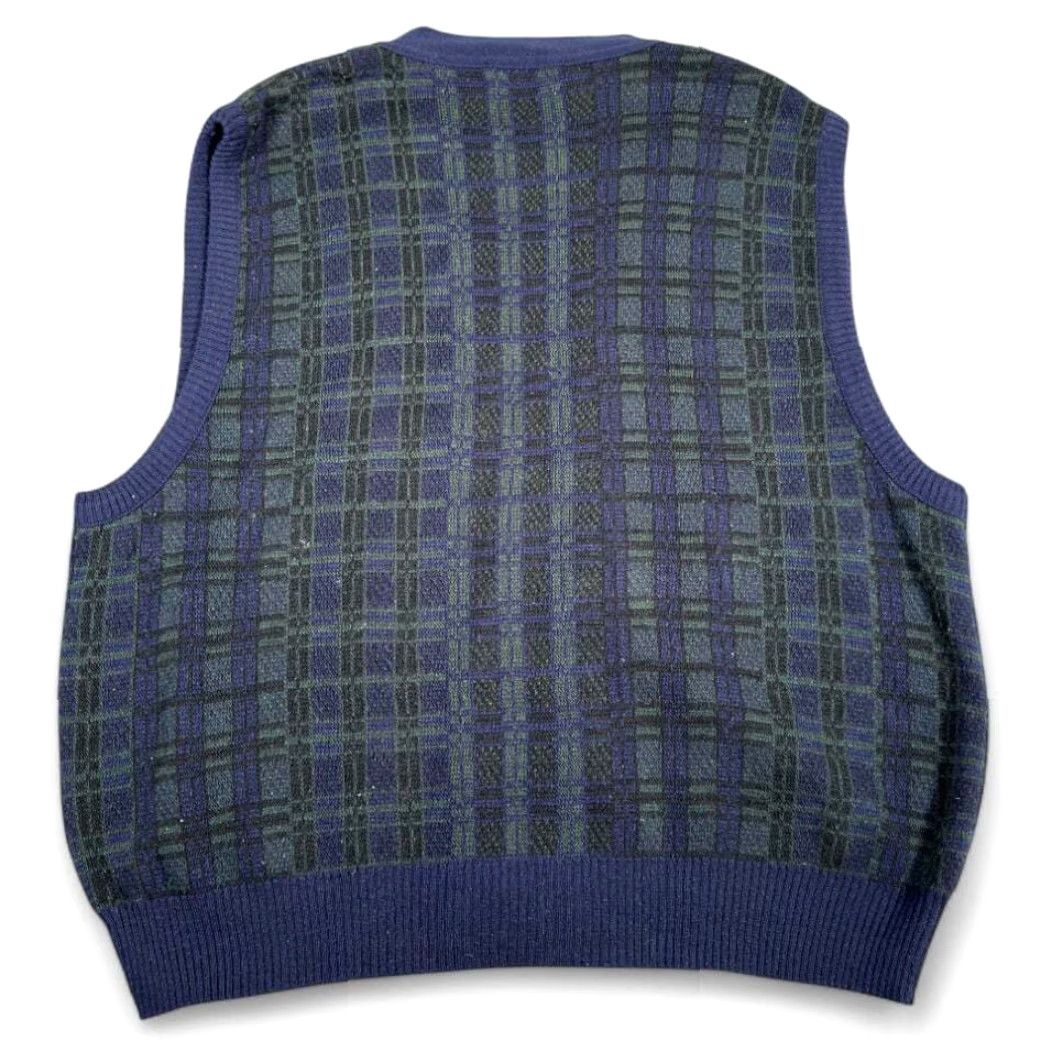 Murano VINTAGE Murano Sweater Vest Cardigan Adult L Blue Green Blackwatch Plaid 90s Murano Wool Crew Neck Vest Mens Size US L / EU 52-54 / 3 - 3 Thumbnail
