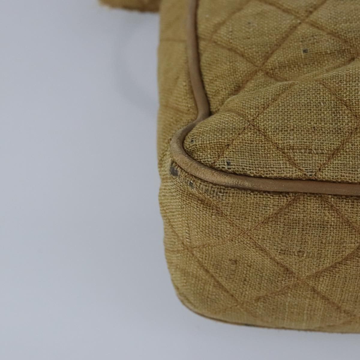 CHANEL Matelasse Shoulder Bag Canvas Beige CC