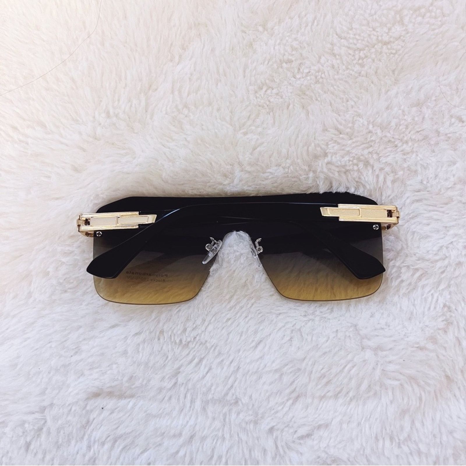 Other Sadie Teal & Brown Oversized Rimless Flat-Top Sunglasses Size ONE SIZE - 10 Thumbnail