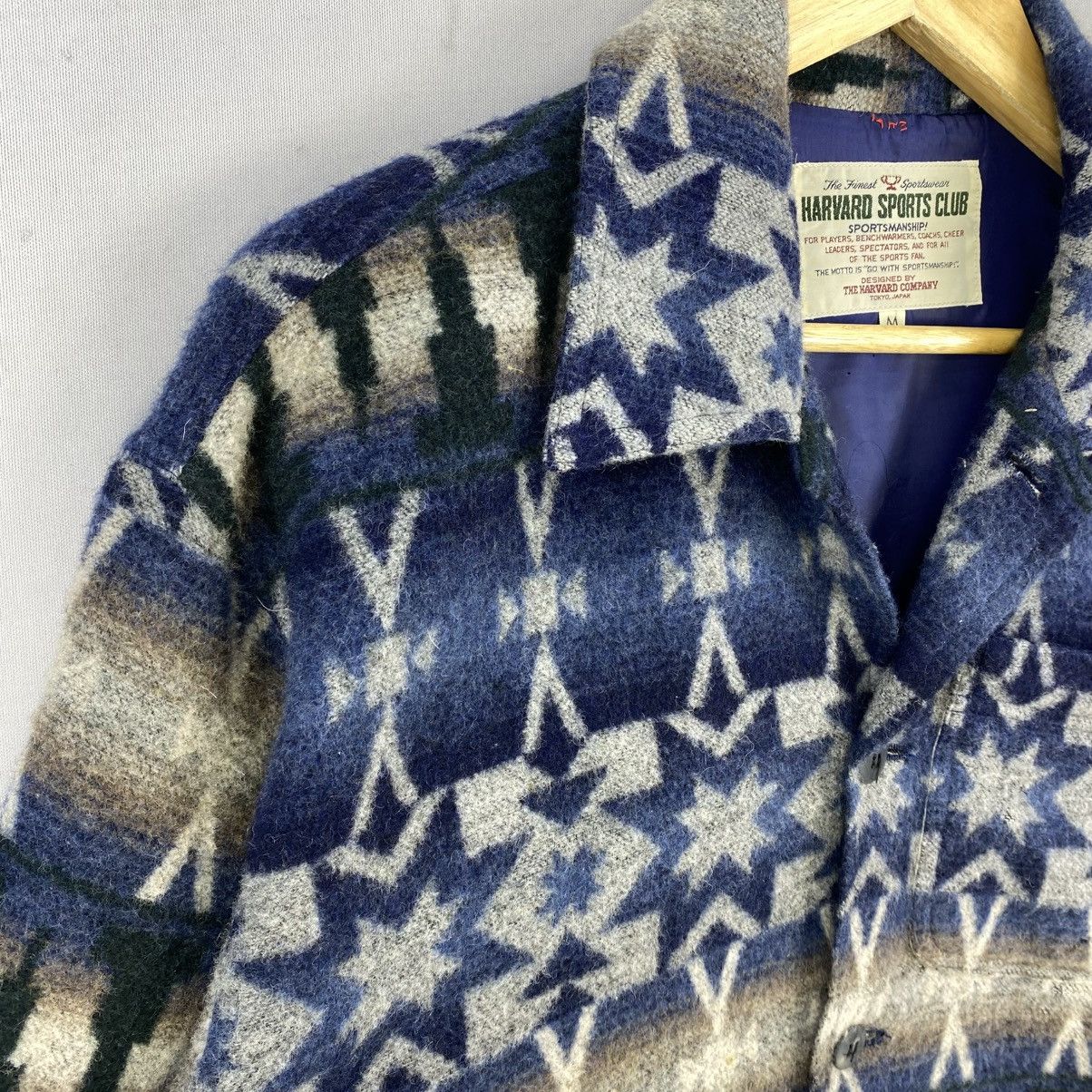 Japanese Brand Harvard Sport Club Vintage Aztec Pattern Fleece Shirt Jacket Size US M / EU 48-50 / 2 - 2 Thumbnail