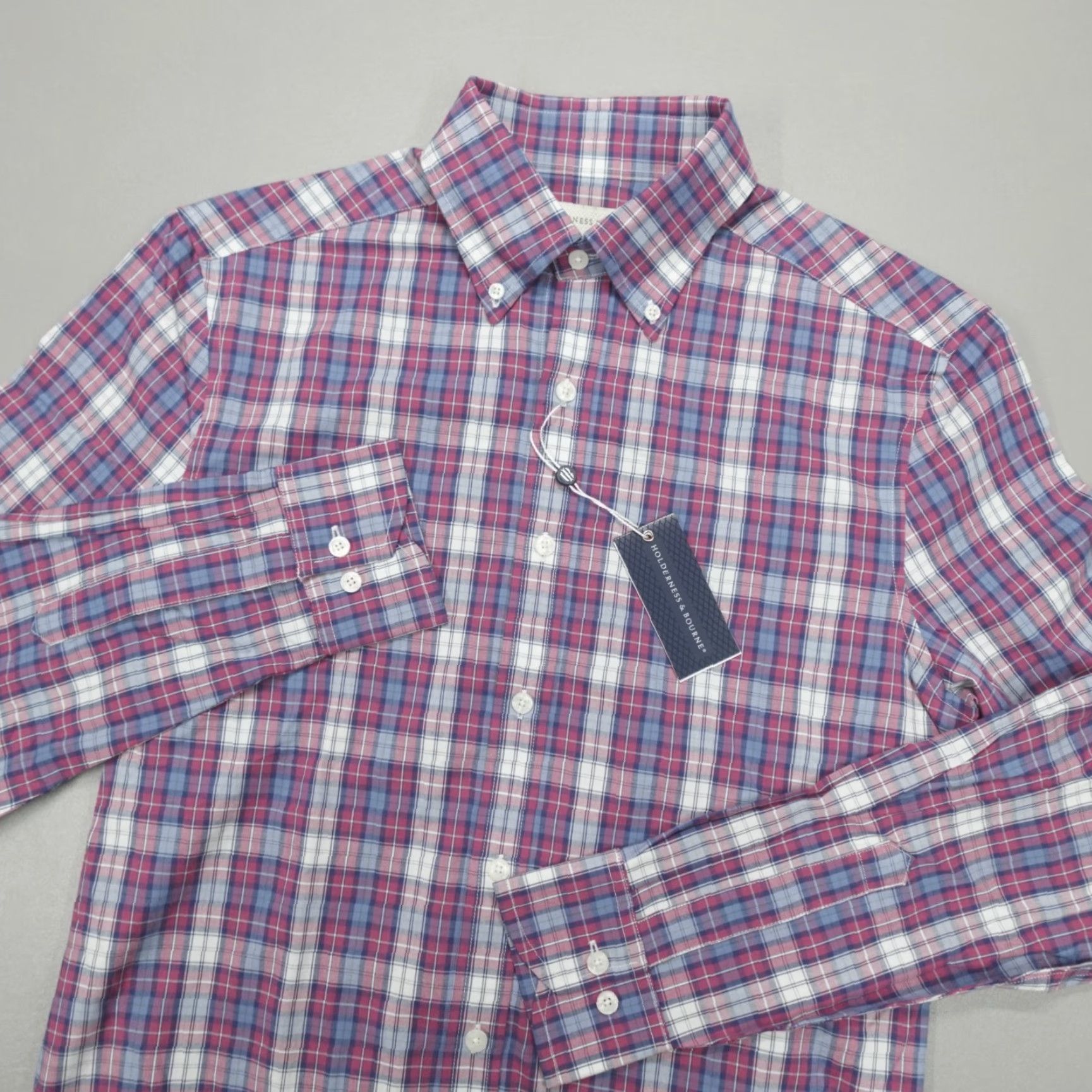 Vintage Holderness & Bourne The Andrews Tailored Fit Shirt Mens M Stretch Plaid VCL Size US M / EU 48-50 / 2 - 2 Thumbnail