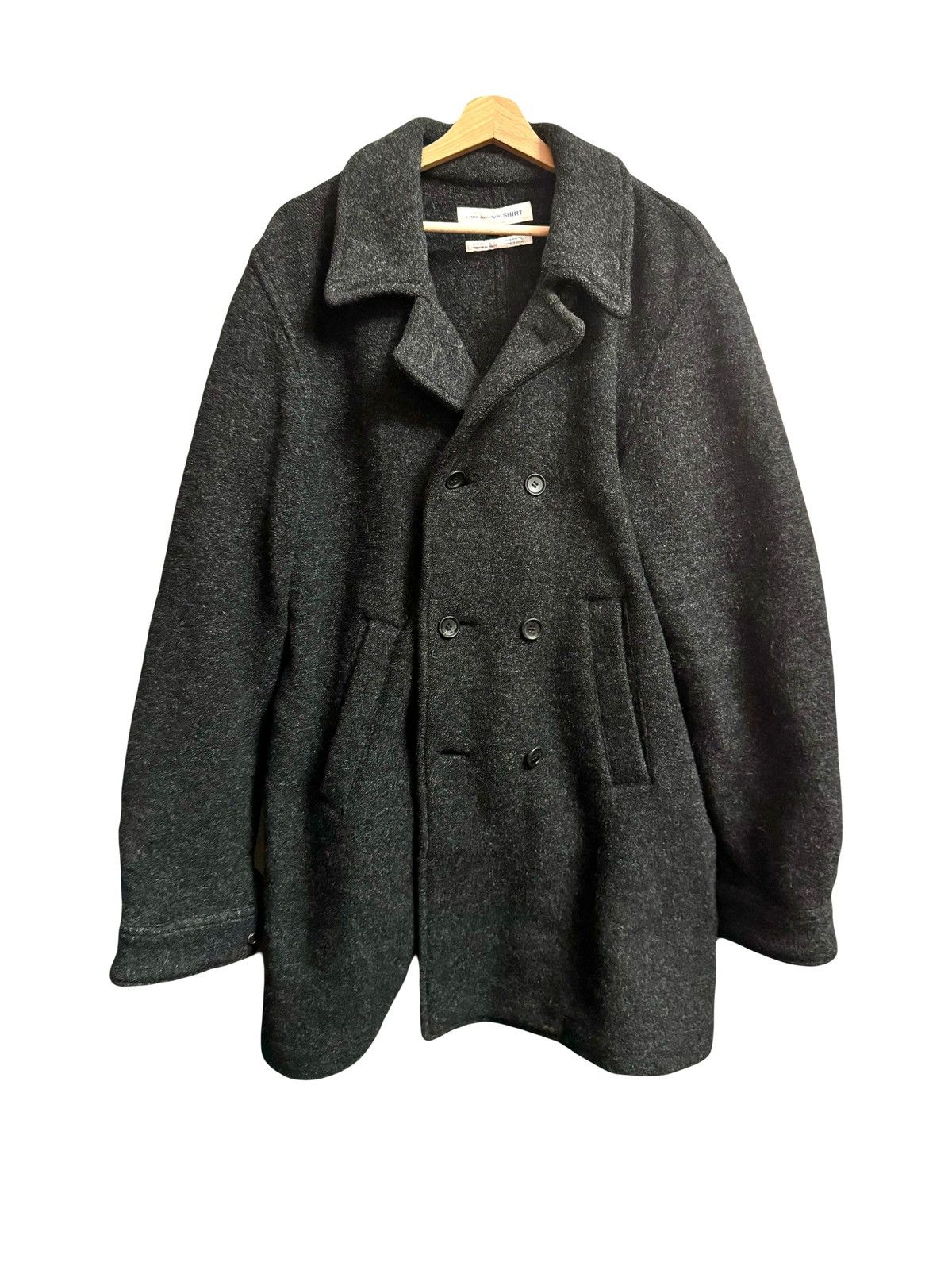 image of Comme Des Garcons Heavy Boiled Grey Wool Coat Comme Des Garçons S, Men's (Size Small)