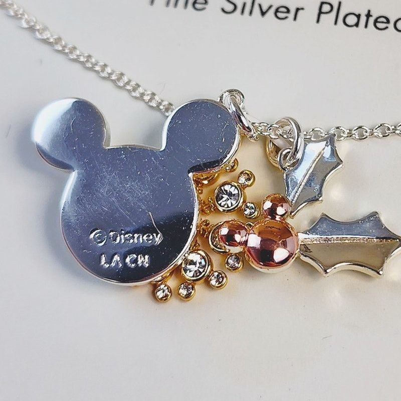 Disney Disney Christmas Necklace Mickey Snowflake Holly Silver NIP Size ONE SIZE - 8 Thumbnail