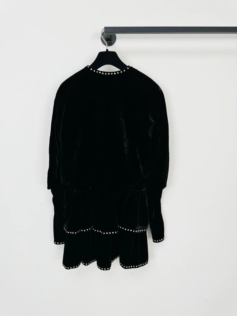 Saint Laurent Paris Saint Laurent Velvet Dress with White Beading-2507 Size L / US 10 / IT 46 - 5 Thumbnail
