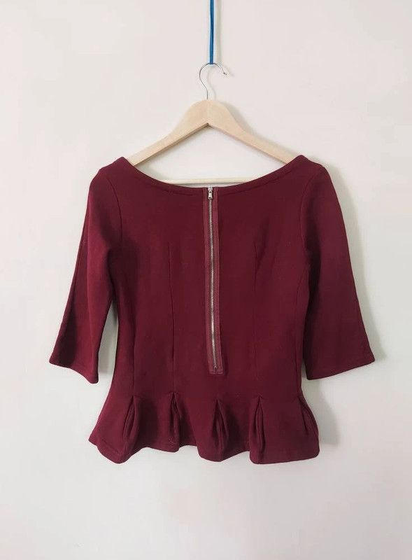 Carven Carven burgundy peplum top S Size S / US 4 / IT 40 - 2 Thumbnail