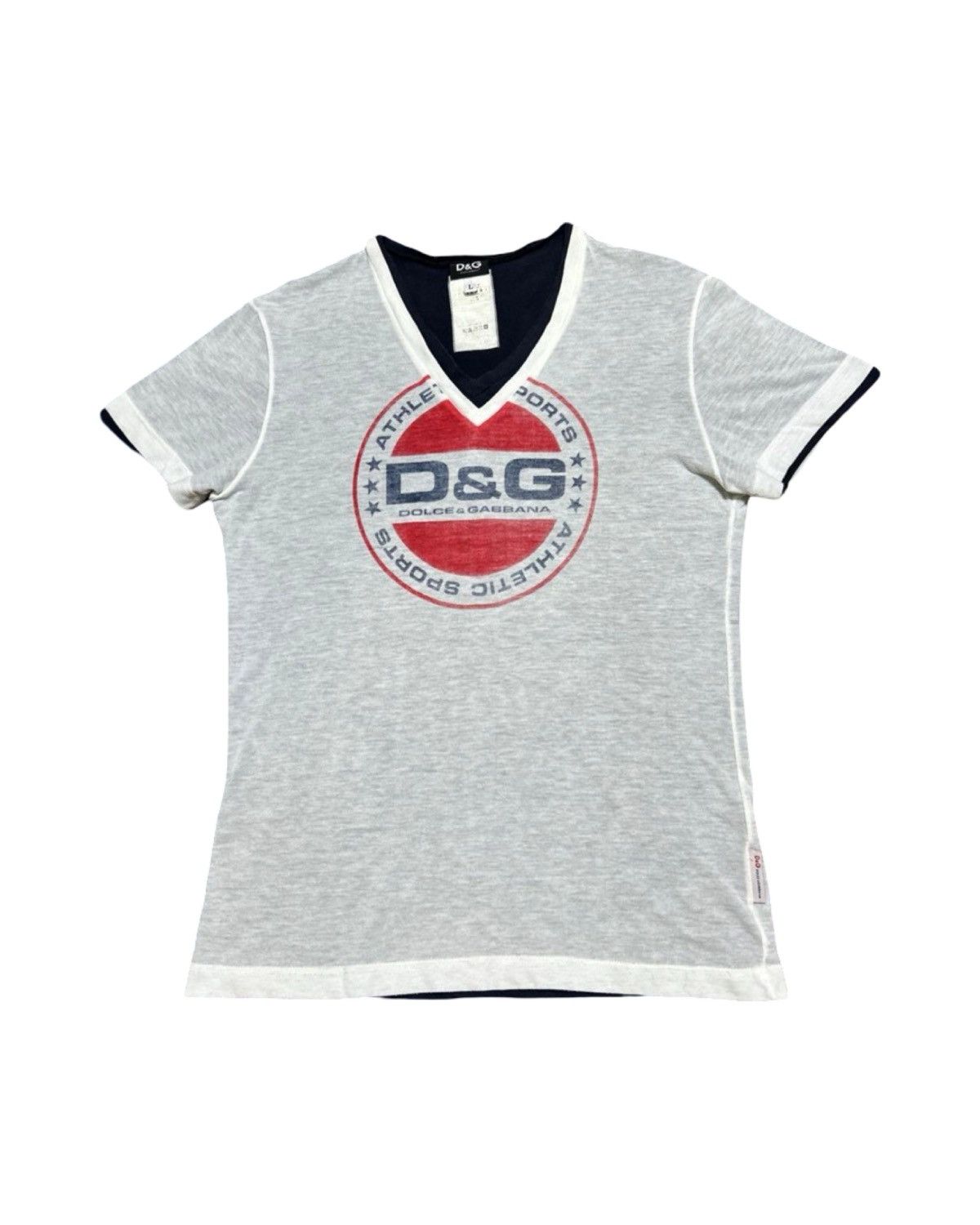V Neck Sports Logo Vintage Y2K T-Shirt