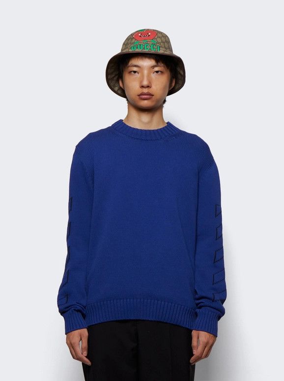 Off-White o1gr1nt1124 Diag Outline Knit Crewneck Sweater in Peacock Size US XS / EU 42 / 0 - 3 Thumbnail