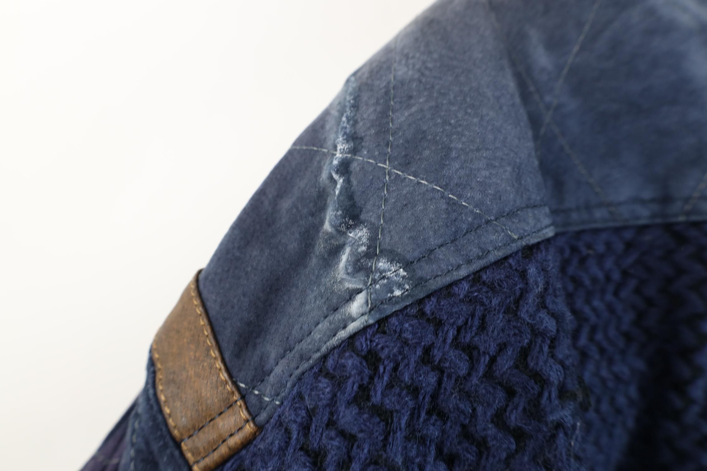 Vintage Deadstock Vintage 90s Streetwear Leather Sweater Jacket Blue Size US M / EU 48-50 / 2 - 17 Thumbnail