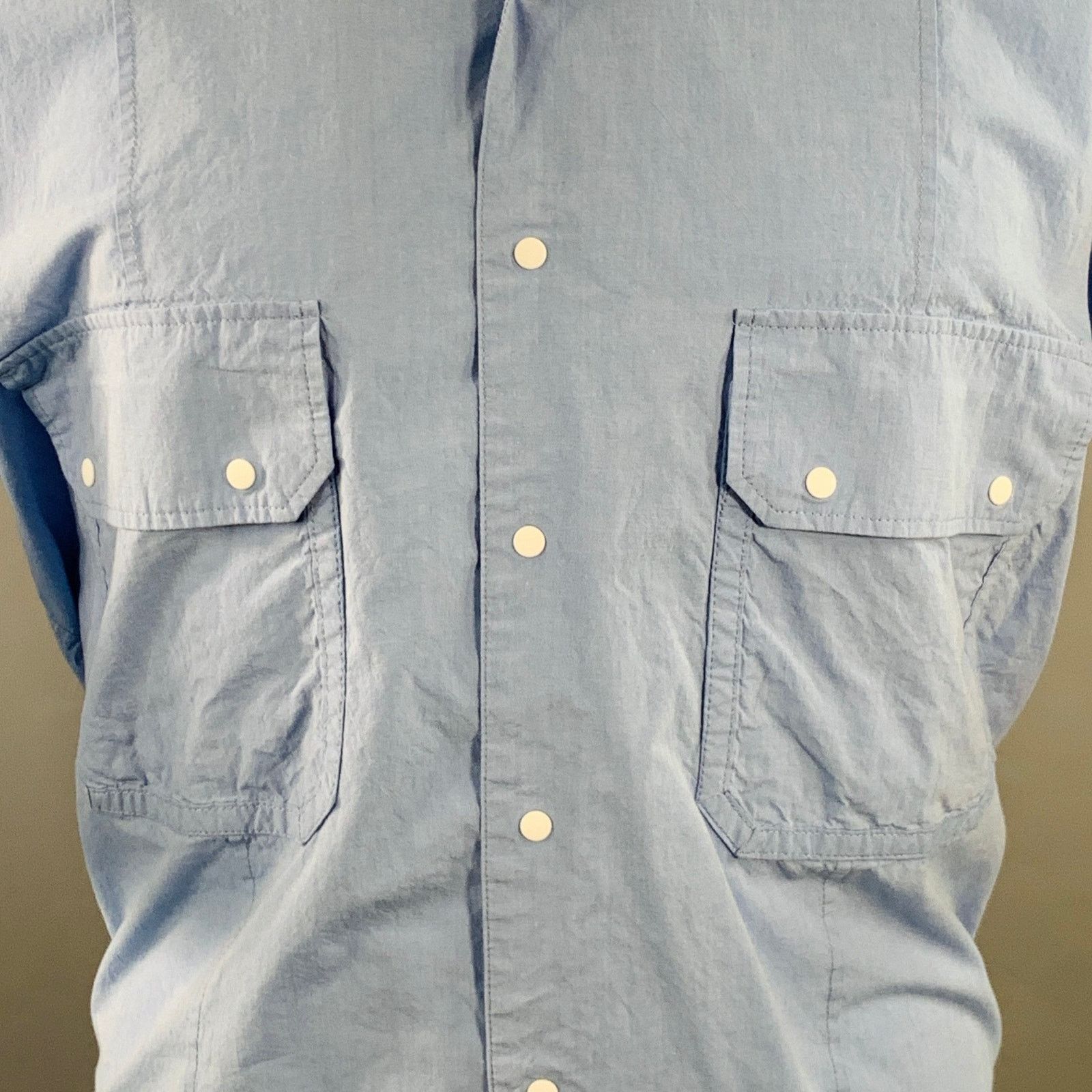 F/CE Blue Cotton Two Pockets Snaps Oversized Short Sleeve Shirt Size US S / EU 44-46 / 1 - 2 Thumbnail