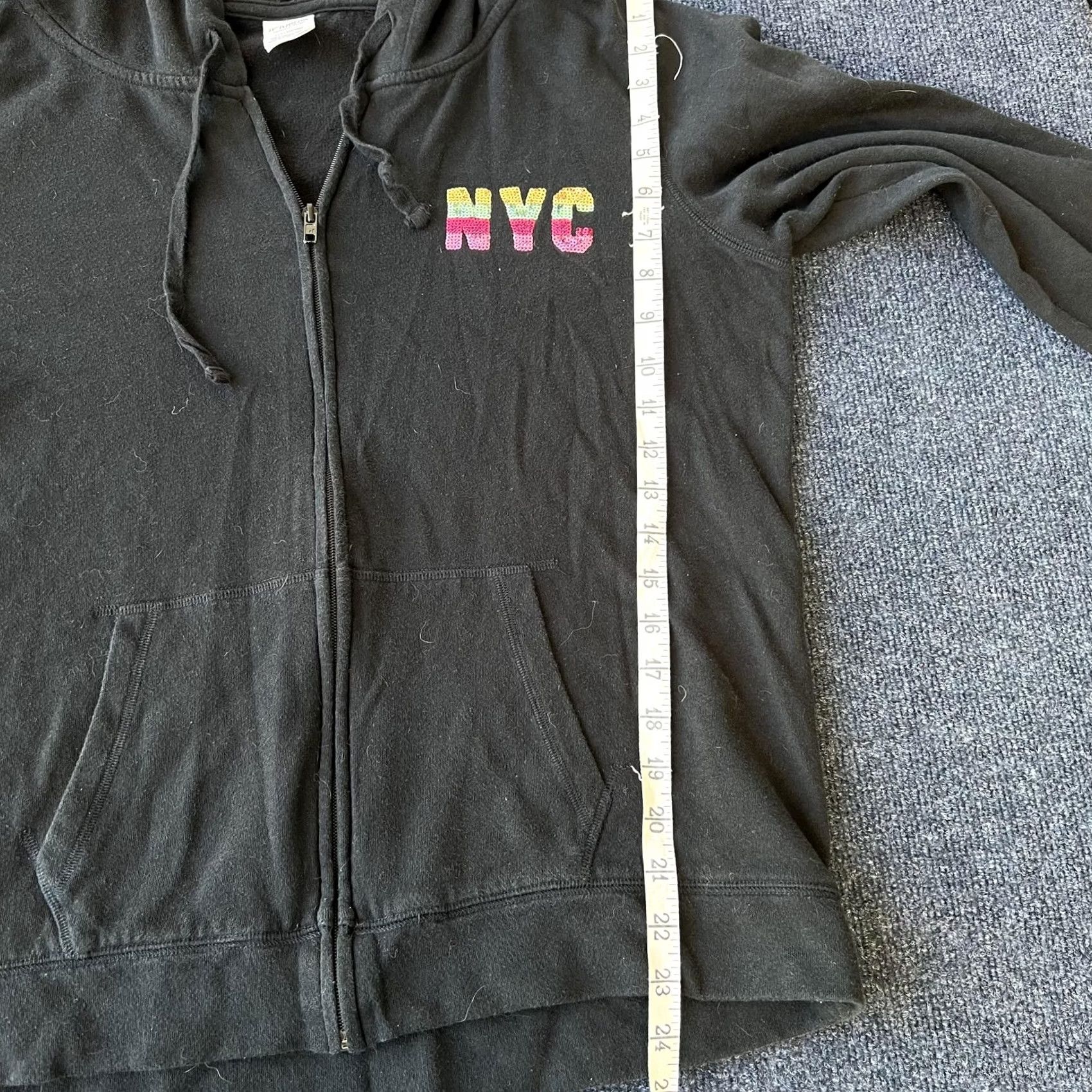 Pinko PINK Victoria's Secret Hoodie Womens Large Black Full Zip Sequin NYC Love Pink Size L / US 10 / IT 46 - 7 Thumbnail