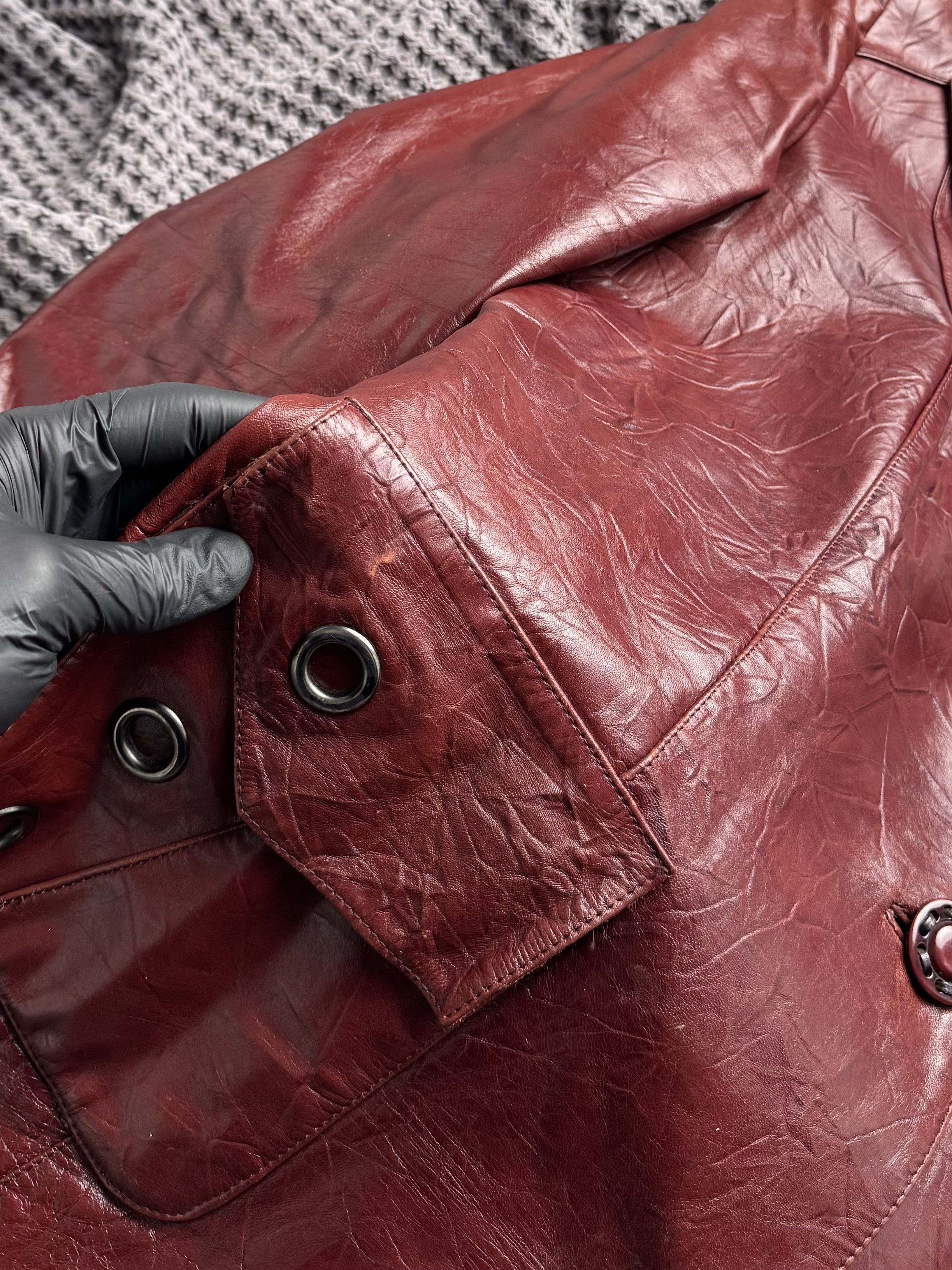 Vintage Vintage Burgundy Leather Coat Jacket Long Blazer Size M / US 6-8 / IT 42-44 - 6 Thumbnail
