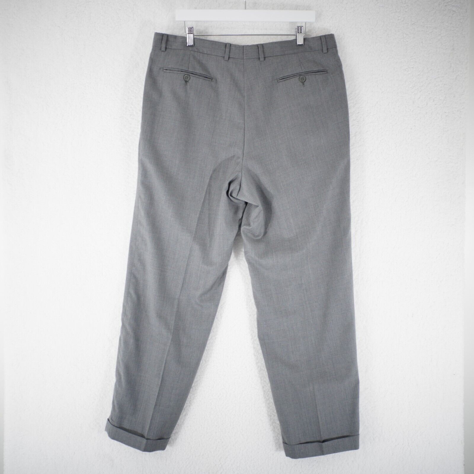 Other Acquaviva Tabaldo Togna Super 100's Wool Pleated Cuffed Gray Size 36R - 5 Thumbnail