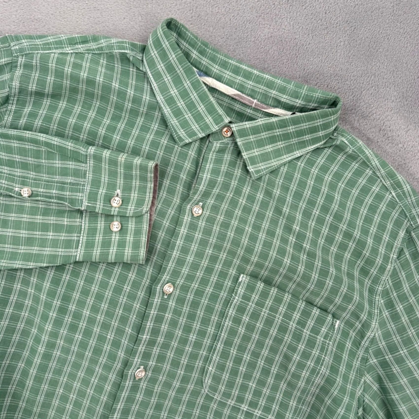 Tommy Bahama Tommy Bahama Mens Green Plaid Linen Tencel Blend Button-Down Shirt L Size US L / EU 52-54 / 3 - 2 Thumbnail