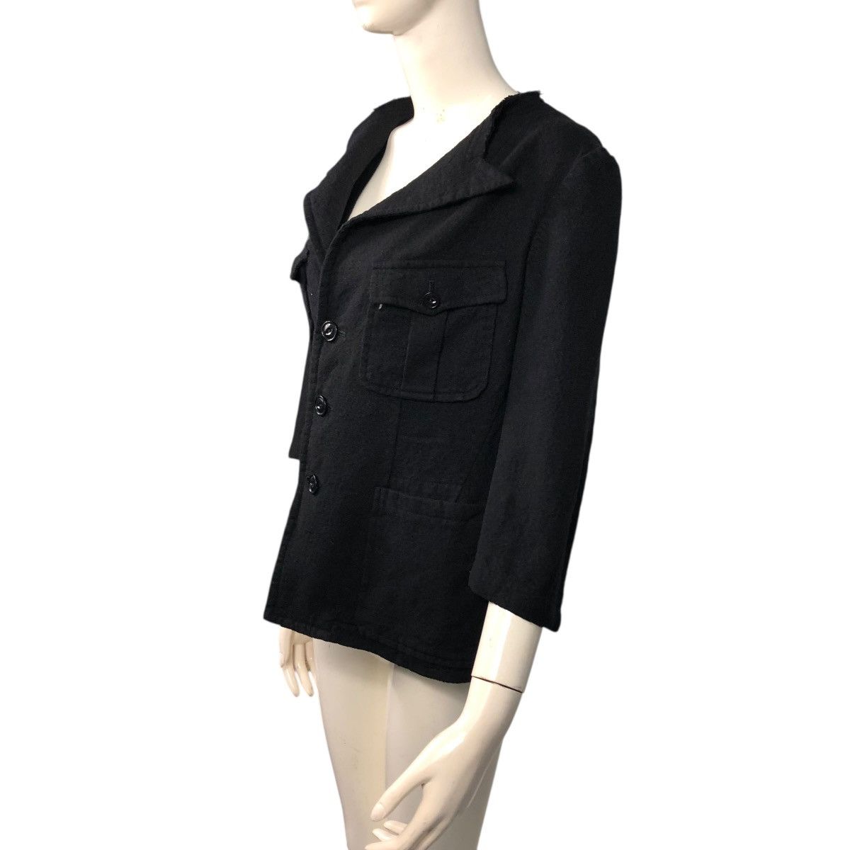 Yohji Yamamoto 🔥RICH BLACK CROPPED WOOL JACKET WORKER Y’S YOHJI YAMAMOTO Size M / US 6-8 / IT 42-44 - 16 Thumbnail