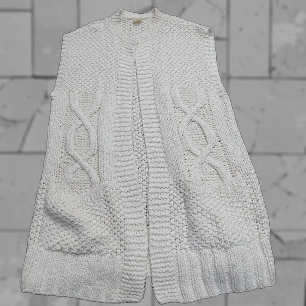 Eileen Fisher Eileen Fisher Sweater Cardigan Open Front Duster Beige M Womens Knit Cotton Blend Sleeveless Size M / US 6-8 / IT 42-44 - 1 Thumbnail