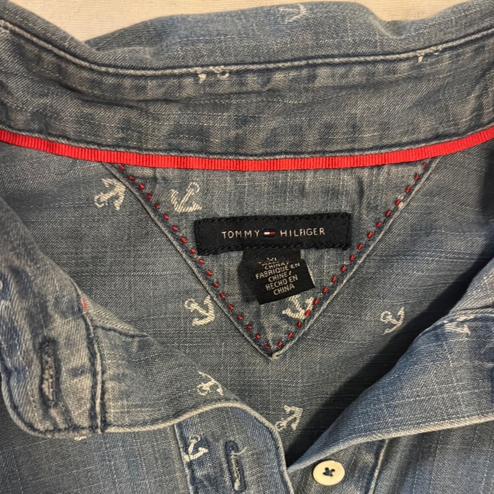 Tommy Hilfiger Tommy Hilfiger Anchor Print Denim Blouse – Size XL Size XL / US 12-14 / IT 48-50 - 4 Thumbnail