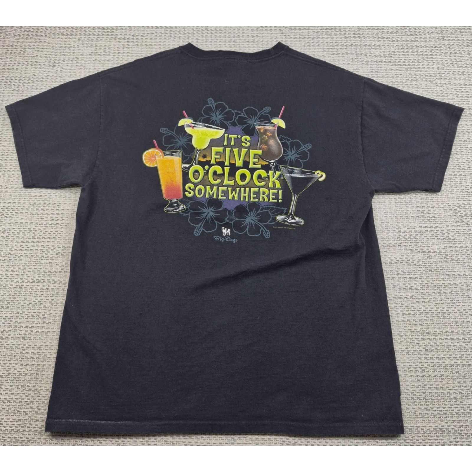 Big Dogs VINTAGE Big Dogs T Shirt Mens Large Black Its Five O Clock Somewhere Bar Tee Shirt Size US L / EU 52-54 / 3 - 2 Thumbnail