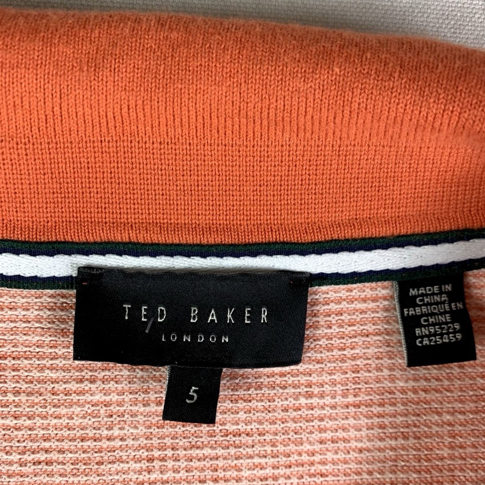 Ted Baker Ted Baker Sport Polo Shirt - Small Orange Short Sleeve Stripe Size US S / EU 44-46 / 1 - 2 Thumbnail