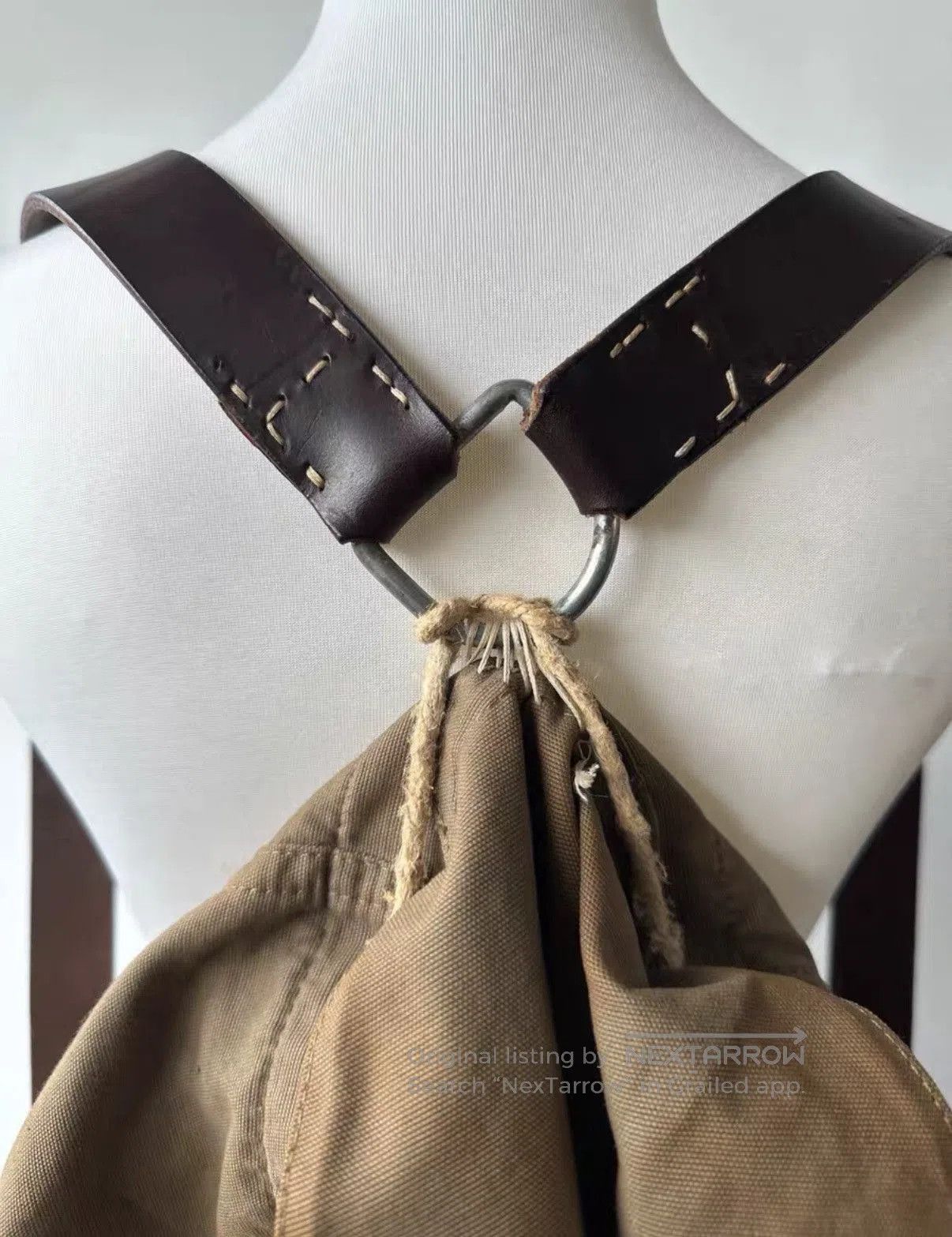 Helmut Lang Brown Canvas Backpack with Leather Straps. Size ONE SIZE - 5 Thumbnail